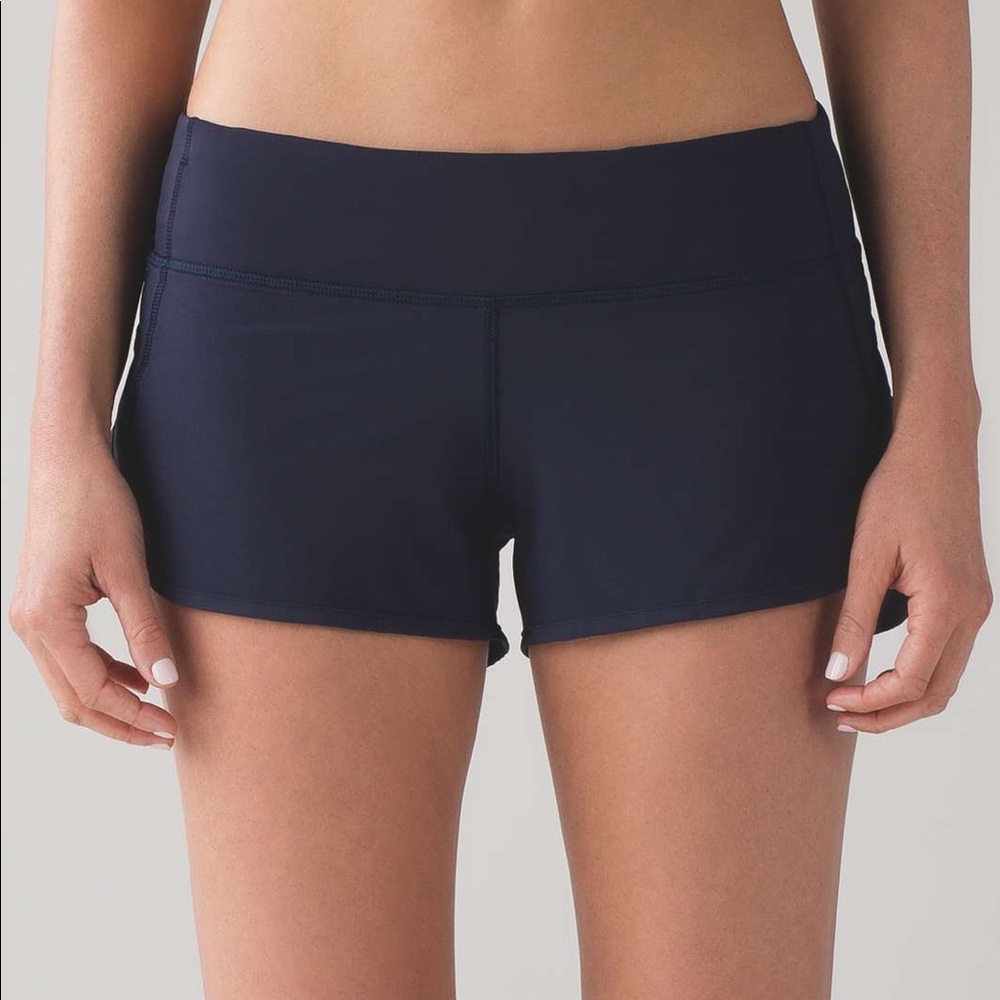 navy blue lululemon speed shorts